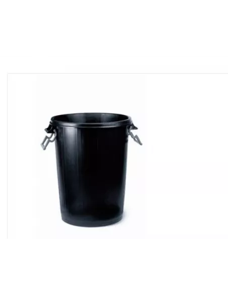 CUBO BASURA PLASTICO S/TAPA C/CIERRES 100LT NEGRO