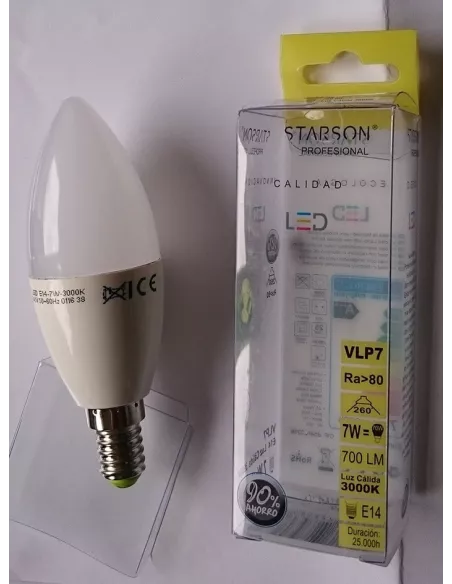 BOMBILLA LED VELA 8 W E14 6000K