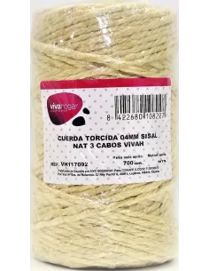 CUERDA TORCIDA 4MM NATURAL 3 CABOS 700GR