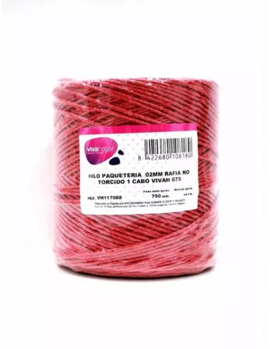 HILO PAQUETERIA 2MM RAFIA ROJO 1CABO 750GR
