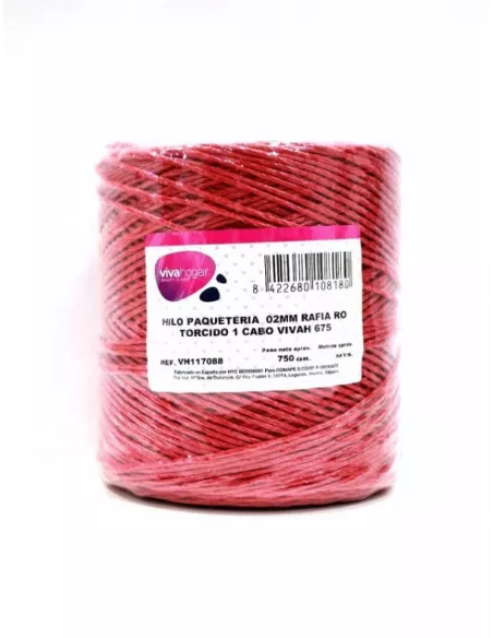 HILO PAQUETERIA 2MM RAFIA ROJO 1CABO 750GR