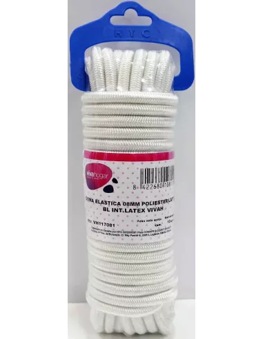 GOMA ELASTICA 8MM POLIESTER/LATEX BLANCO 10MT