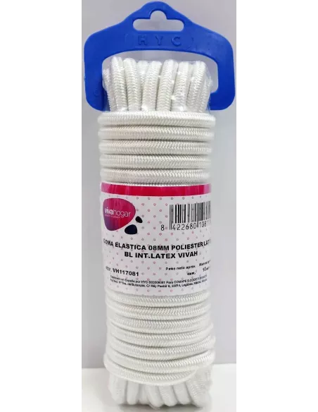 GOMA ELASTICA 8MM POLIESTER/LATEX BLANCO 10MT