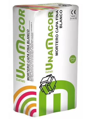 MORTERO CAPA FINA BLANCO 25 Kg  UNAMACOR MORCEMSEC