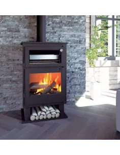 Estufa de leña  CH-8 acero inoxidable con horno