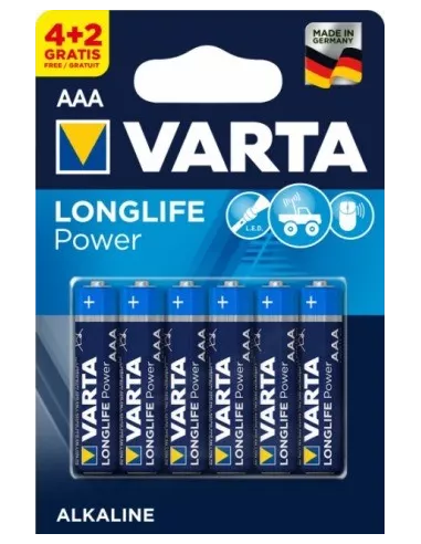 PILA ALCALINA LR03 AAA 1.5V LONGLIFE POWER VARTA