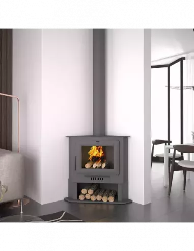 Estufa de leña CH-5 de rincon con leñero