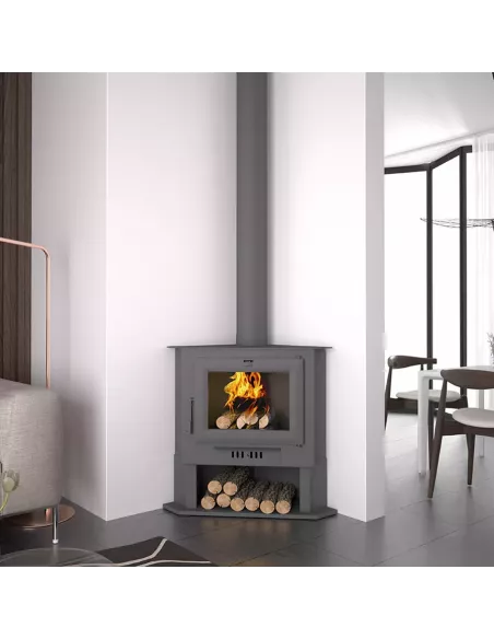 Estufa de leña CH-5 de rincon con leñero