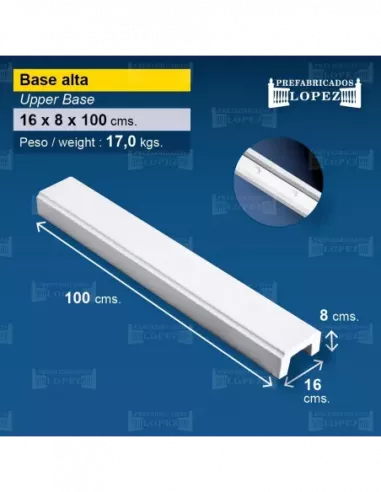 BASE ALTA TALADRADA 16X8X100 PARA BALAUSTRADA
