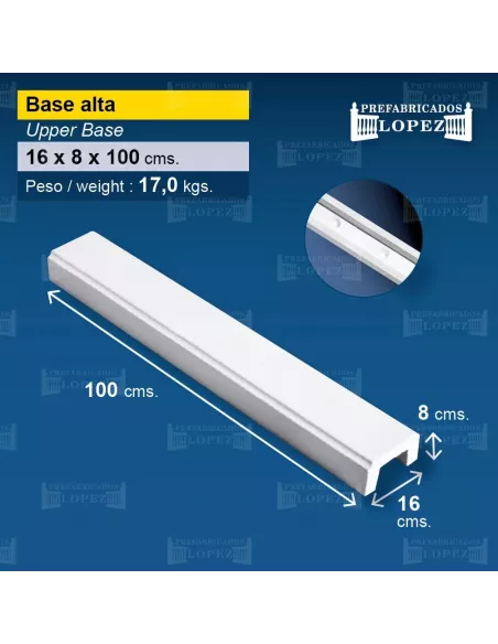 BASE ALTA TALADRADA 16X8X100 PARA BALAUSTRADA