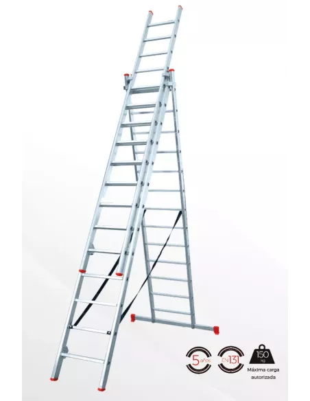 ESCALERA DE 3 TRAMOS 9 PELDAÑOS ALUM.PROFESIONAL