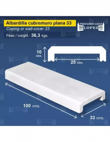 CUBREMUROS DE 33X10X100 PLANO