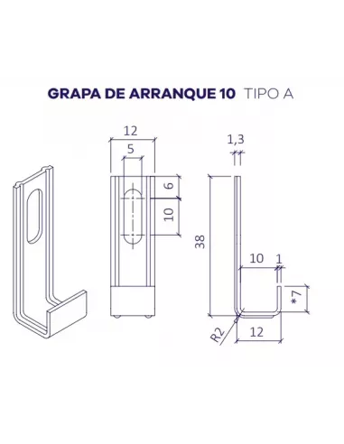 ANCLAJE FACHADA GRAPA ARRANQUE OCULTA 10MM