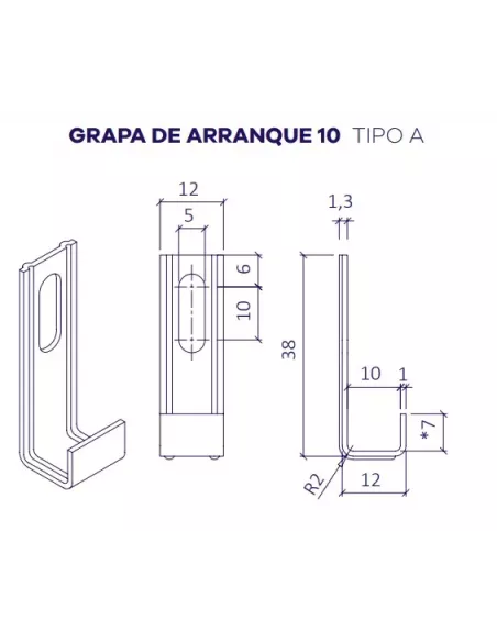 ANCLAJE FACHADA GRAPA ARRANQUE OCULTA 10MM