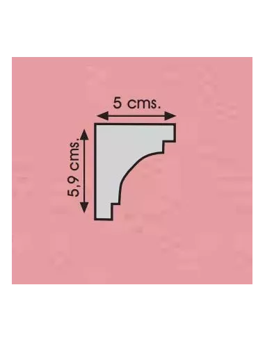 MOLDURA ESCAYOLA 1/2 CAÑA PEQUEÑA 5x5,9 1mt