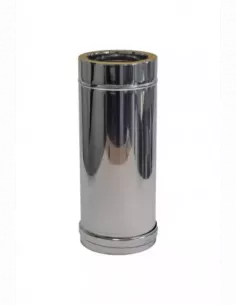 TUBO PELLET DOBLE PARED INOX PLATA 1MT 80mm