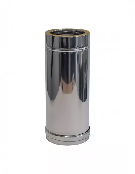 TUBO PELLET DOBLE PARED INOX PLATA 1MT 80mm