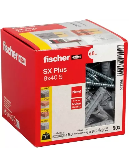 TACO EXPANSIÓN NYLON SX 8X40 S/10 CON TORNILLO